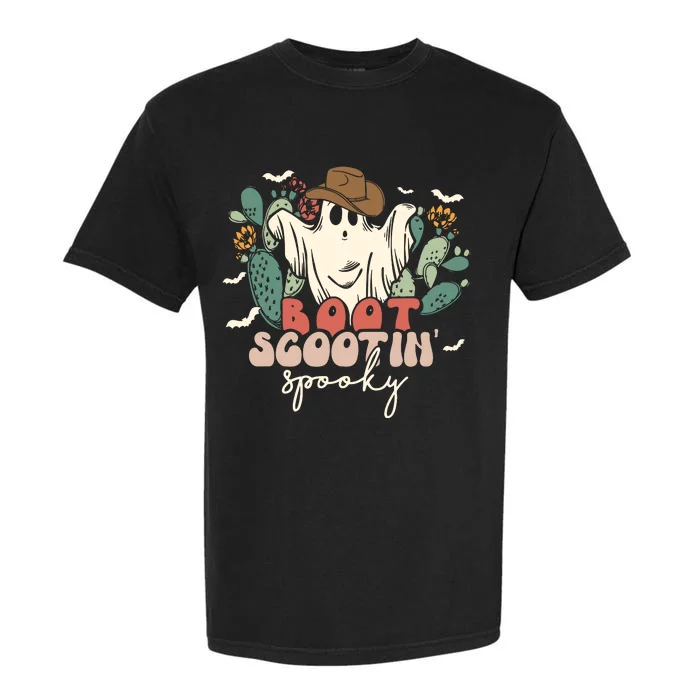 Retro Western Halloween Cowboy Ghost Boot Scootin Spooky Gift Garment-Dyed Heavyweight T-Shirt