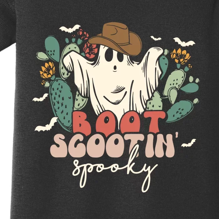 Retro Western Halloween Cowboy Ghost Boot Scootin Spooky Gift Baby Bodysuit