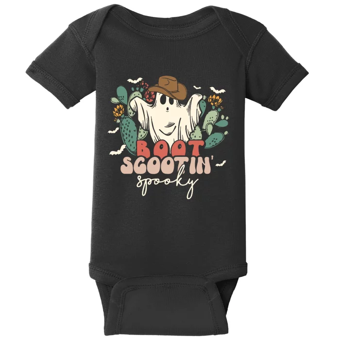 Retro Western Halloween Cowboy Ghost Boot Scootin Spooky Gift Baby Bodysuit