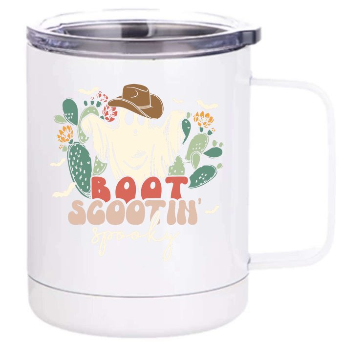 Retro Western Halloween Cowboy Ghost Boot Scootin Spooky Gift Front & Back 12oz Stainless Steel Tumbler Cup