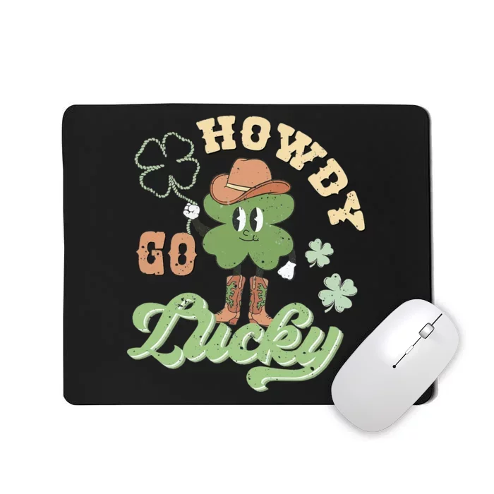 Retro Western Howdy Go Lucky Funny St Patricks Day Mousepad