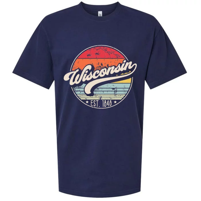 Retro Wisconsin Home State Wi Cool 70s Style Sunset Sueded Cloud Jersey T-Shirt