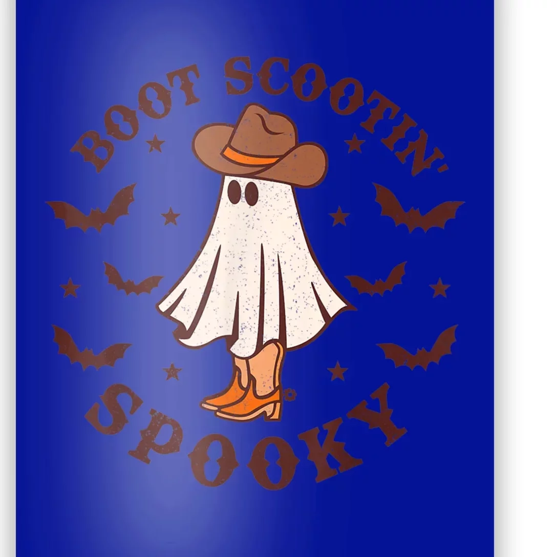 Retro Western Halloween Cute Ghost Funny Boot Scootin Spooky Gift Poster