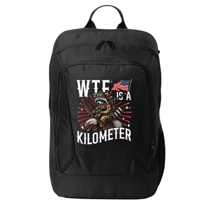 Retro Wtf Is A Kilometer Raccoon Eagle City Backpack