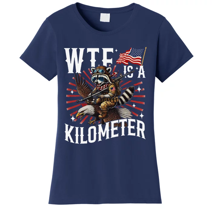 Retro Wtf Is A Kilometer Raccoon Eagle Women's T-Shirt