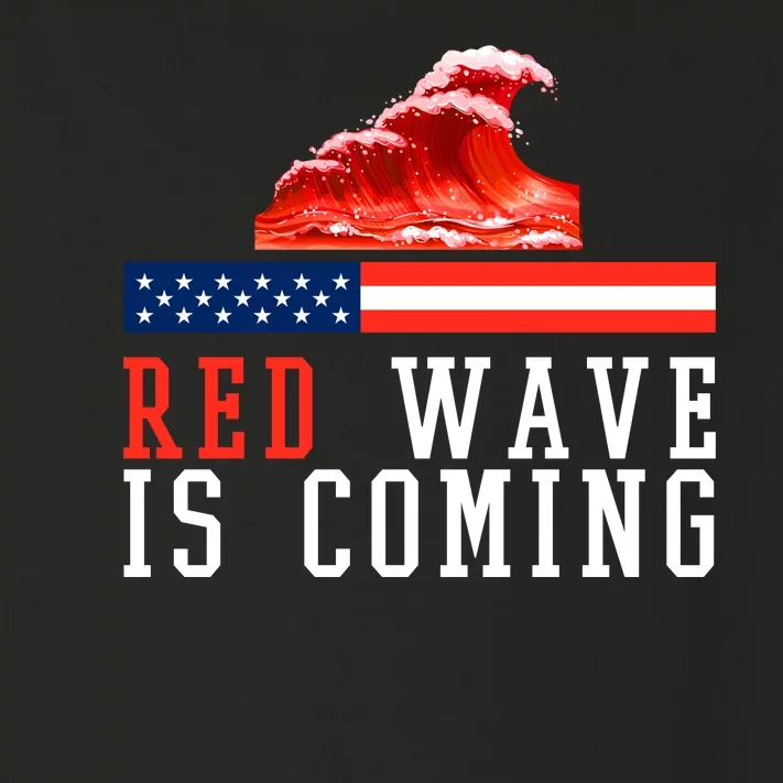 Red Wave Is Coming American Flag Conservative Toddler Long Sleeve Shirt