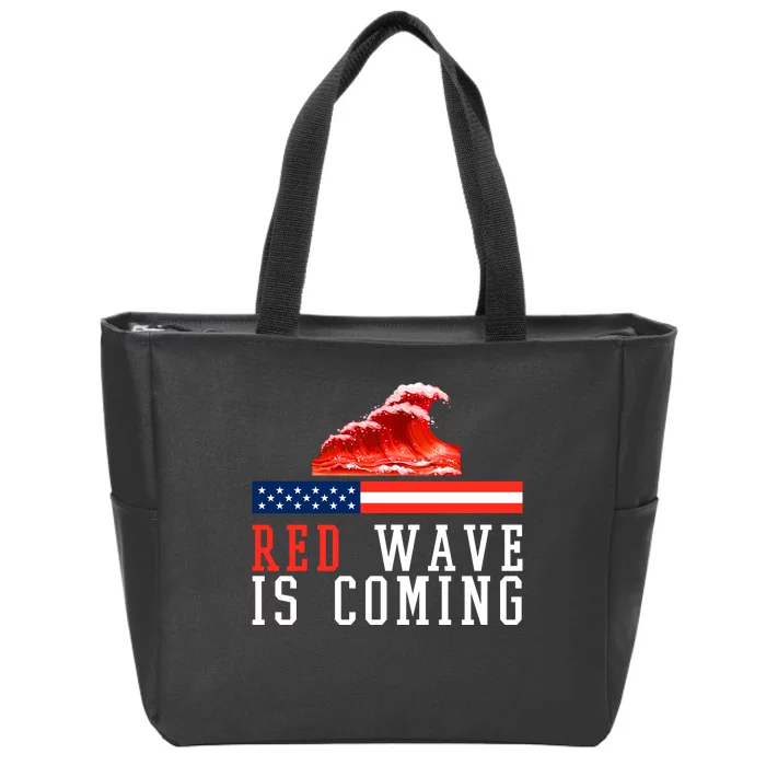 Red Wave Is Coming American Flag Conservative Zip Tote Bag