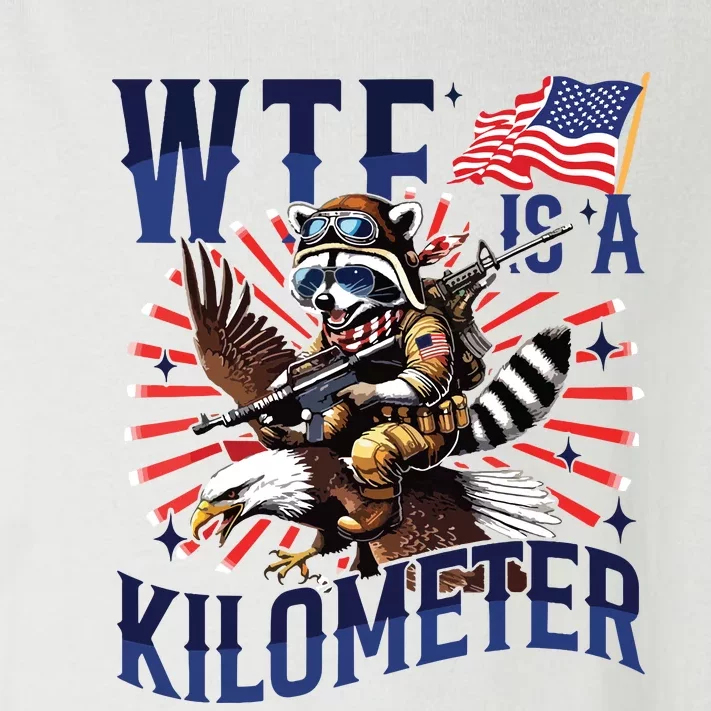 Retro Wtf Is A Kilometer Raccoon Eagle American 4th Of July Toddler Long Sleeve Shirt