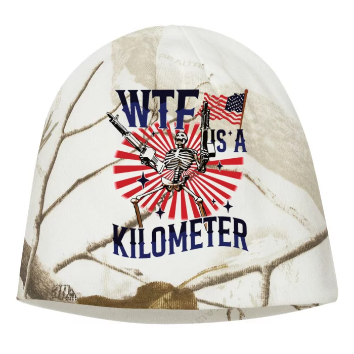 Retro Wtf Is A Kilometer Funny Kati - Camo Knit Beanie