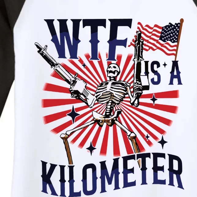 Retro Wtf Is A Kilometer Funny Women's Tri-Blend 3/4-Sleeve Raglan Shirt