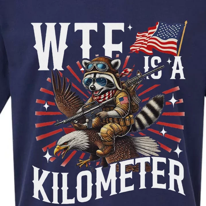 Retro Wtf Is A Kilometer Raccoon Eagle Sueded Cloud Jersey T-Shirt