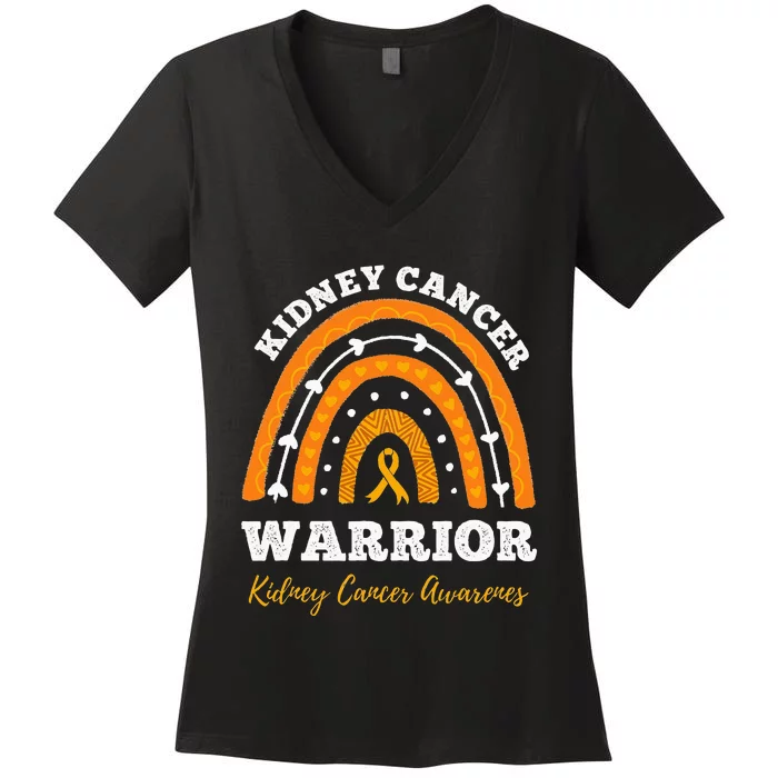 Rainbow Warrior Kidney Cancer Awareness Women's V-Neck T-Shirt