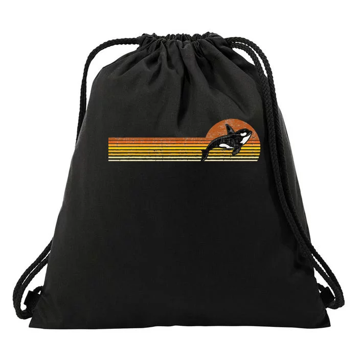 Retro Whale Lover Marine Biologist Aquarist Whales Diver Drawstring Bag