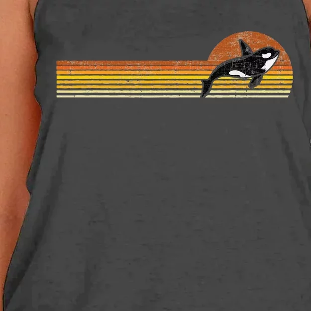 Retro Whale Lover Marine Biologist Aquarist Whales Diver Women's Knotted Racerback Tank