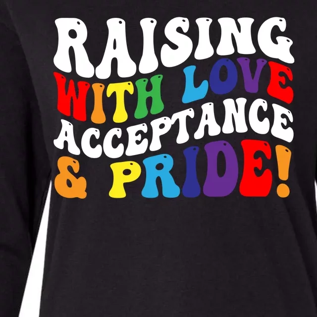 Raising With Love Acceptance And Pride Groovy Lgbtq Womens Cotton Relaxed Long Sleeve T-Shirt