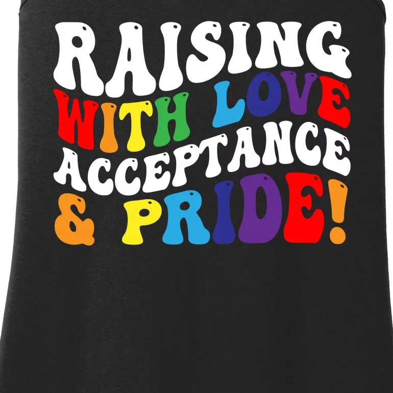 Raising With Love Acceptance And Pride Groovy Lgbtq Ladies Essential Tank