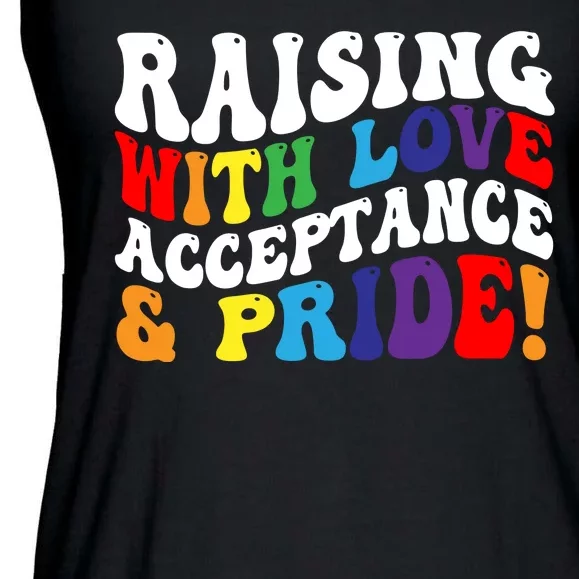 Raising With Love Acceptance And Pride Groovy Lgbtq Ladies Essential Flowy Tank