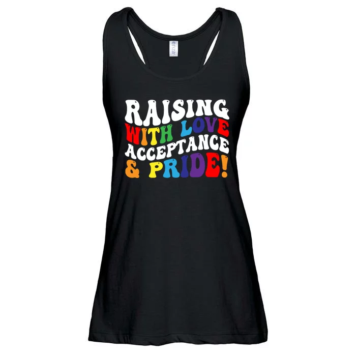 Raising With Love Acceptance And Pride Groovy Lgbtq Ladies Essential Flowy Tank