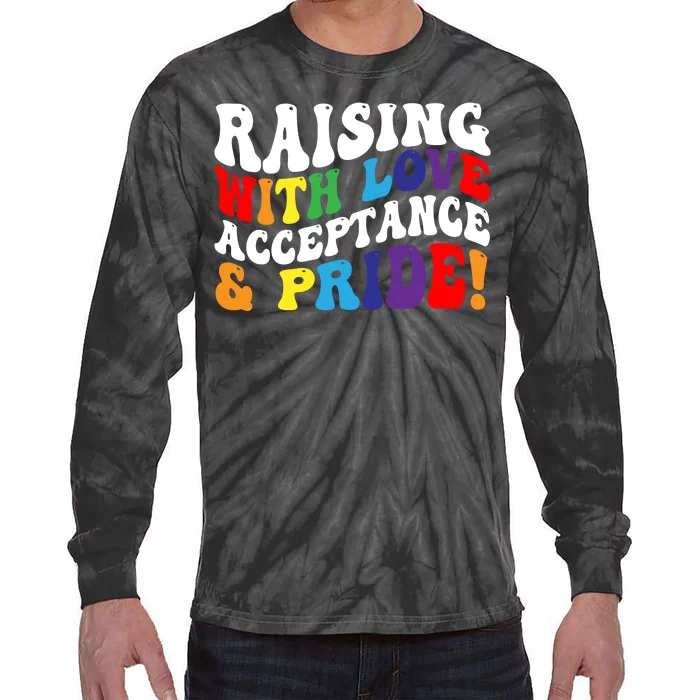 Raising With Love Acceptance And Pride Groovy Lgbtq Tie-Dye Long Sleeve Shirt