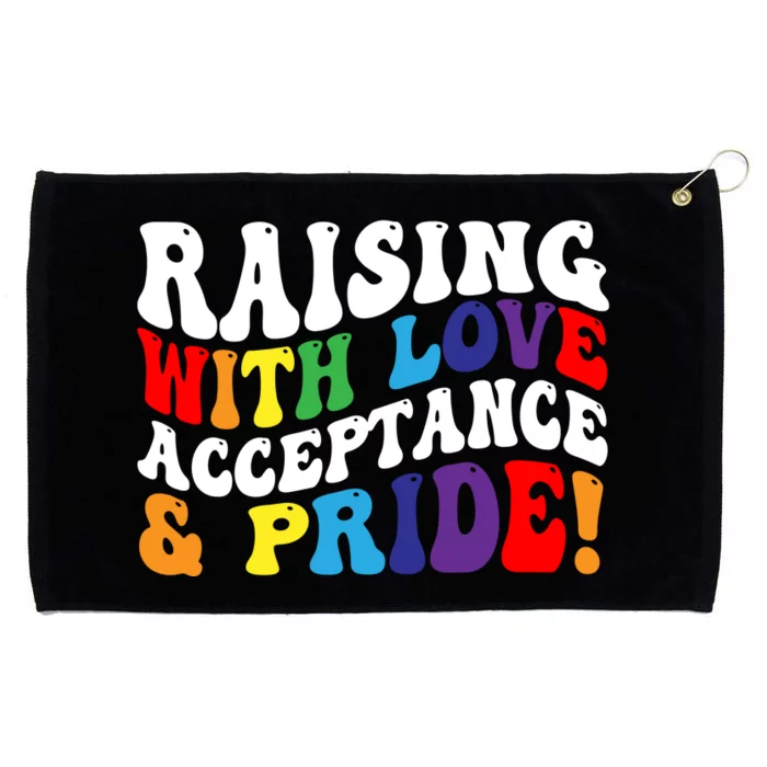 Raising With Love Acceptance And Pride Groovy Lgbtq Grommeted Golf Towel