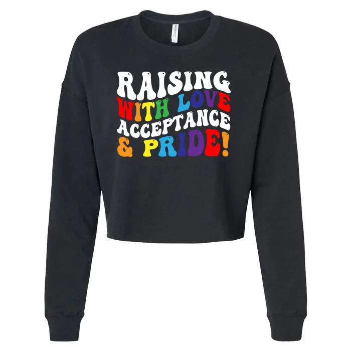 Raising With Love Acceptance And Pride Groovy Lgbtq Cropped Pullover Crew