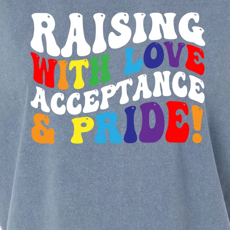 Raising With Love Acceptance And Pride Groovy Lgbtq Garment-Dyed Women's Muscle Tee