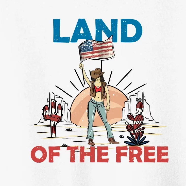 Retro Western Land Of The Free 4th Of July Gift Toddler T-Shirt