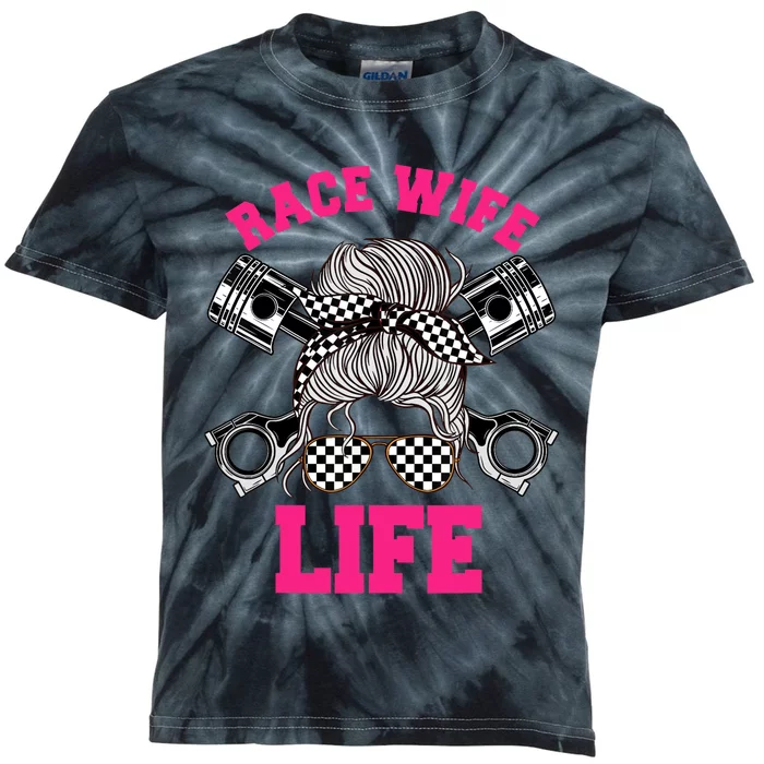 Race Wife Life Dirt Track Racing Racer Bike Car MX Kids Tie-Dye T-Shirt