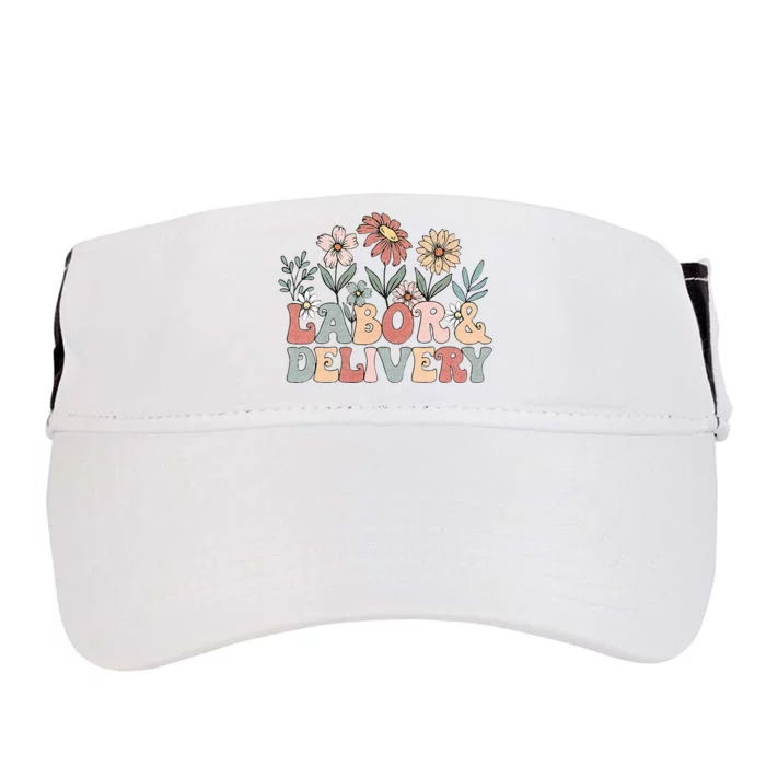 Retro Wildflowers Labor And Delivery Nurse Back To School Adult Drive Performance Visor