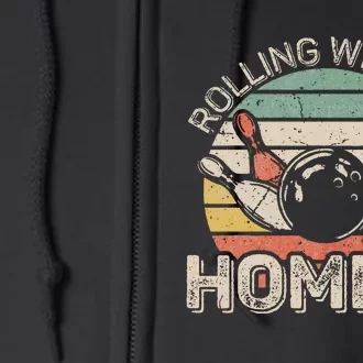 Rolling With My Homies Retro Bowling Bowler Full Zip Hoodie