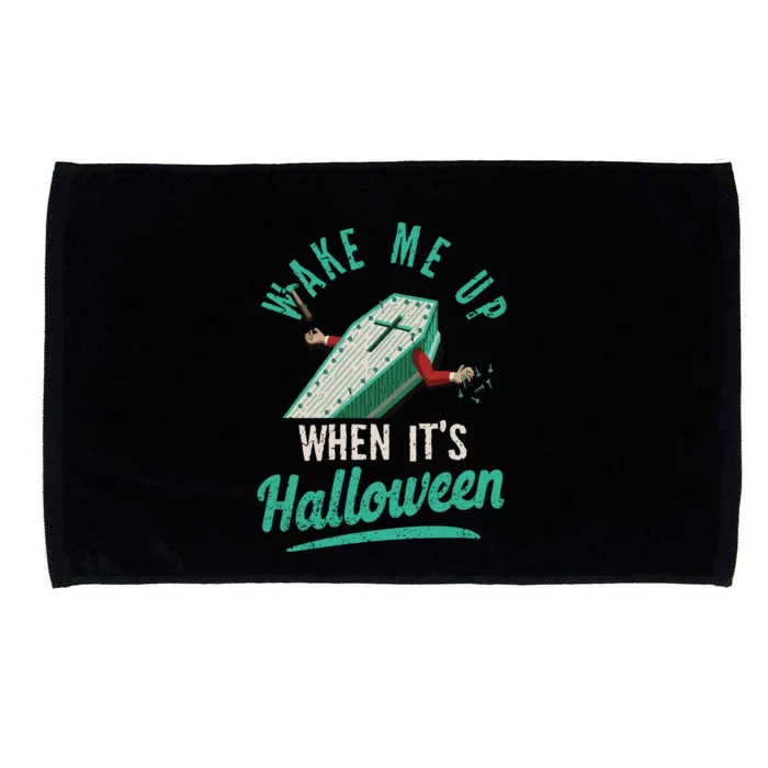 Retro Wake Me Up When Its Halloween Funny Halloween Vampire Gift Microfiber Hand Towel