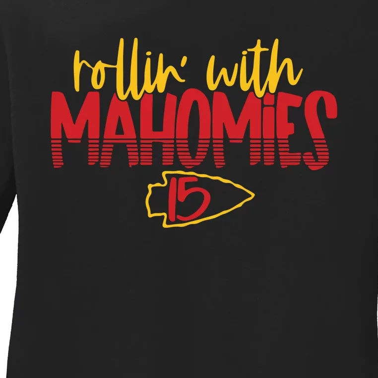 Rolling With Mahomies Mahomes 15 Ladies Long Sleeve Shirt