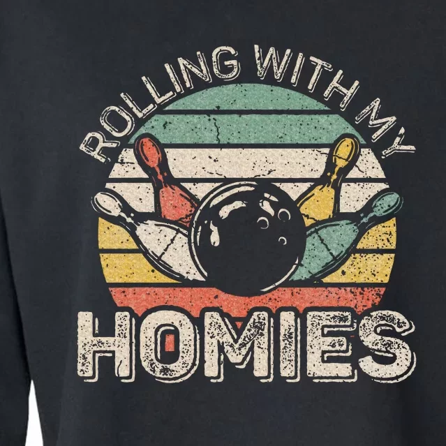 Rolling With My Homies Retro Bowling Bowler Team Cropped Pullover Crew