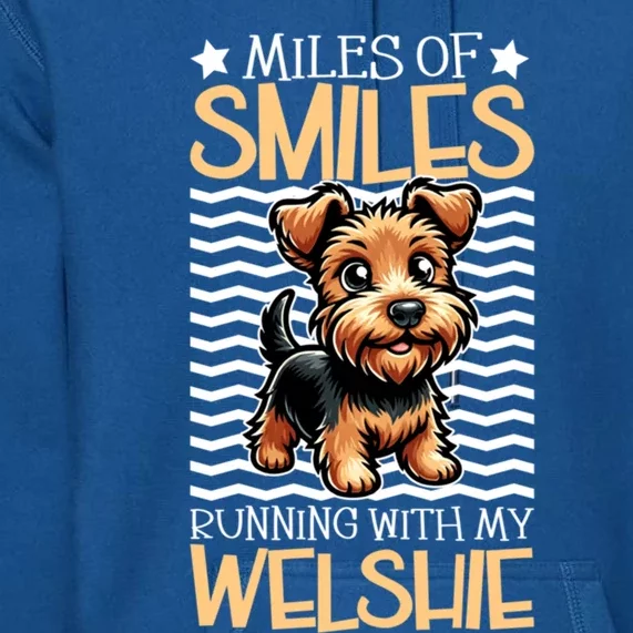 Running With My Welsh Terrier Funny Gift Premium Hoodie