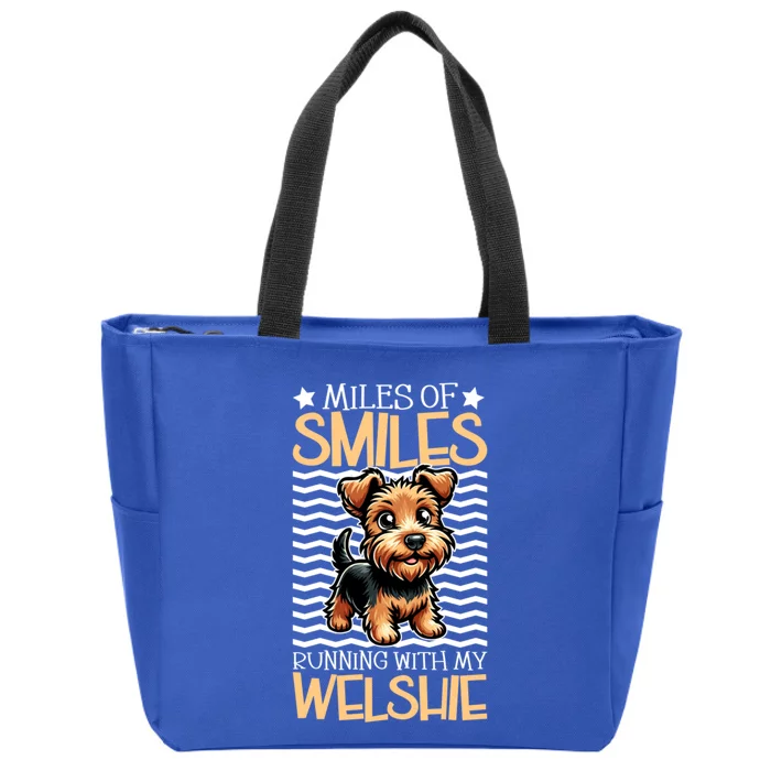 Running With My Welsh Terrier Funny Gift Zip Tote Bag