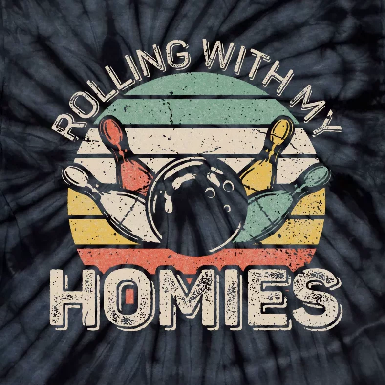 Rolling With My Homies Retro Bowling Bowler Team Funny Tie-Dye T-Shirt