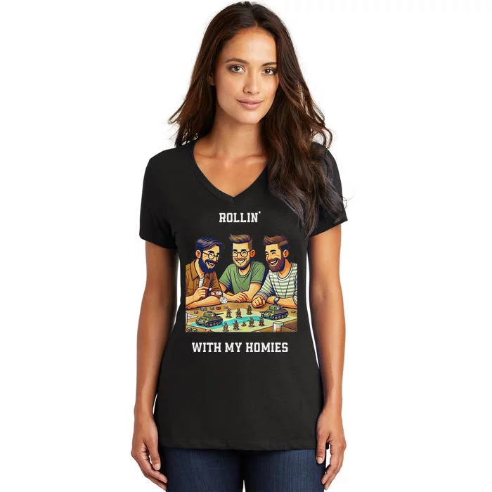 Rolling With My Homies Tabletop Gamer Premium Women's V-Neck T-Shirt