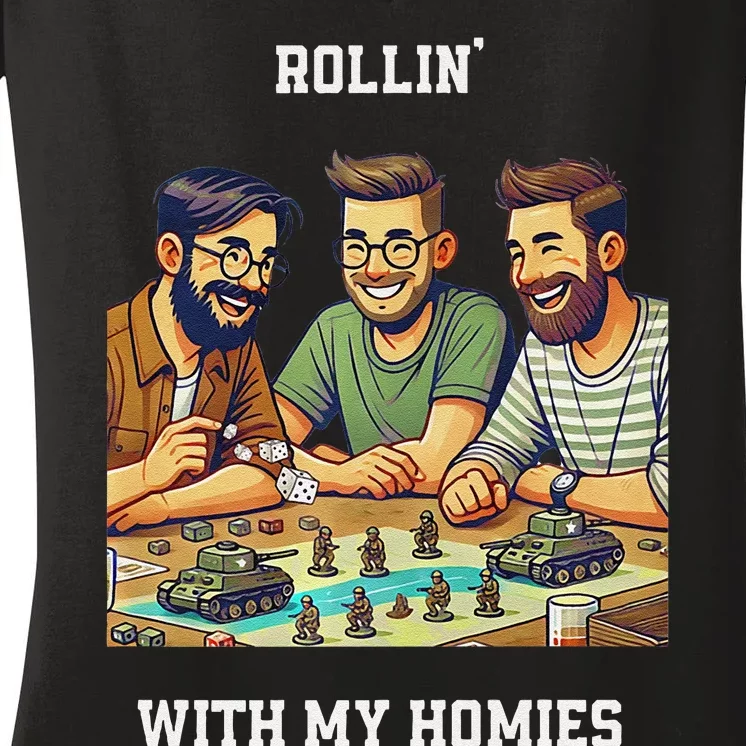 Rolling With My Homies Tabletop Gamer Premium Women's V-Neck T-Shirt