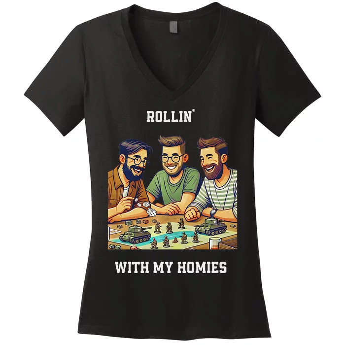 Rolling With My Homies Tabletop Gamer Premium Women's V-Neck T-Shirt