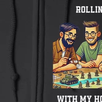 Rolling With My Homies Tabletop Gamer Premium Full Zip Hoodie