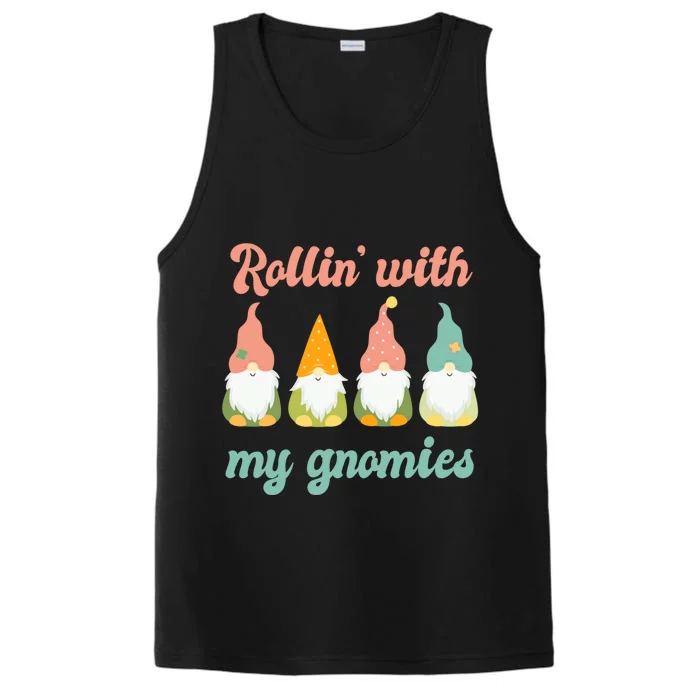 Rolling With My Gnomies Funny Gnome Pun Xmas Garden Gnomes Gift Performance Tank