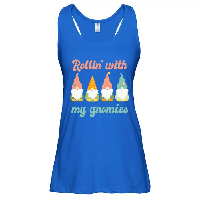 Rolling With My Gnomies Funny Gnome Pun Xmas Garden Gnomes Gift Ladies Essential Flowy Tank