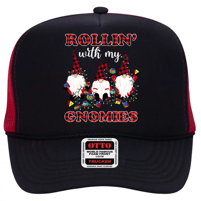 Rollin With My Gnomies Roll For Initiative Christmas Gnomes Gift High Crown Mesh Trucker Hat