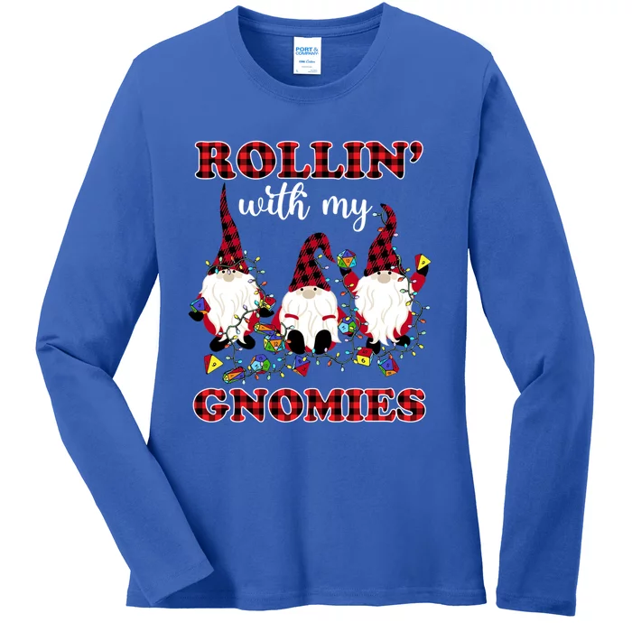 Rollin With My Gnomies Roll For Initiative Christmas Gnomes Gift Ladies Long Sleeve Shirt