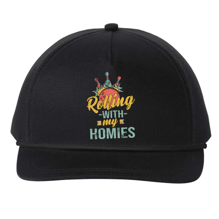 Rollin With My Homies Retro Bowling Snapback Five-Panel Rope Hat