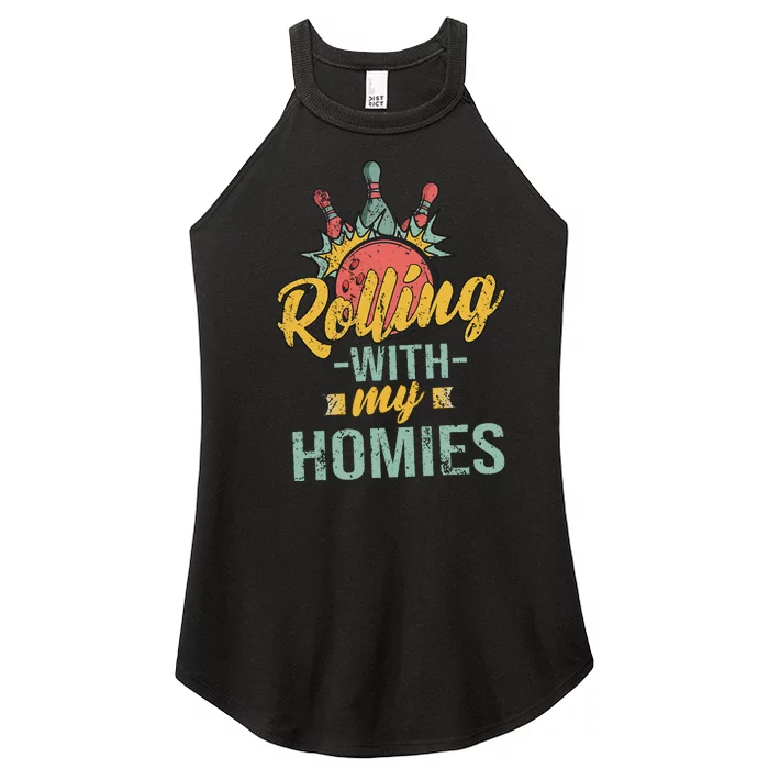 Rollin With My Homies Retro Bowling Women’s Perfect Tri Rocker Tank