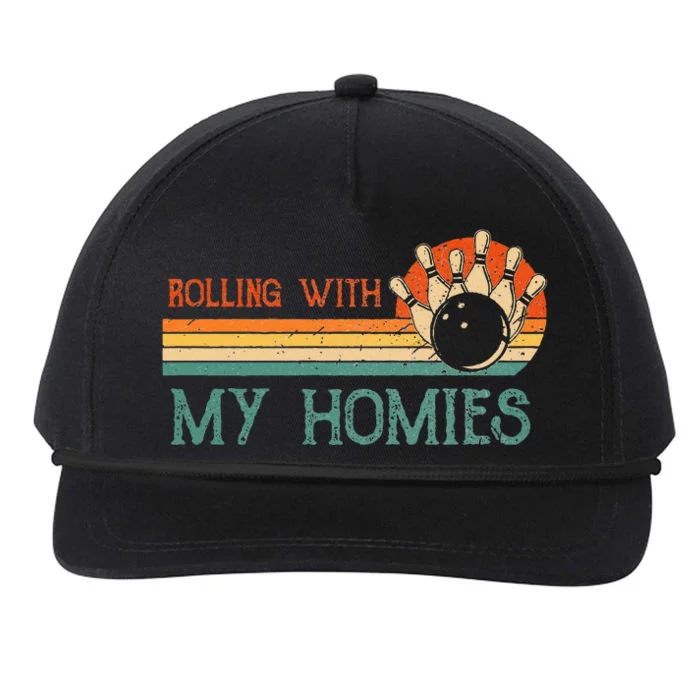 Rolling With My Homies Bowling Vintage Retro Bowler Rollin Snapback Five-Panel Rope Hat