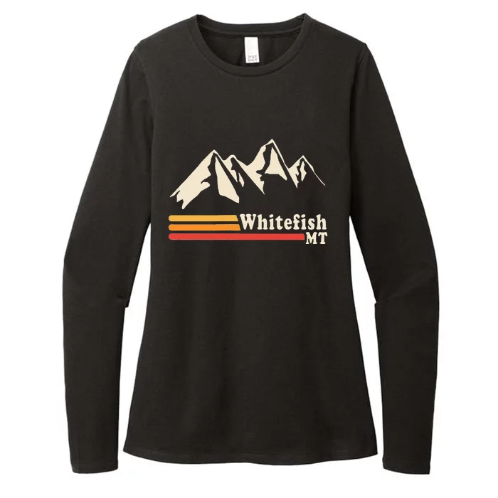 Retro Whitefish Montana Rocky Mountains Ski Womens CVC Long Sleeve Shirt