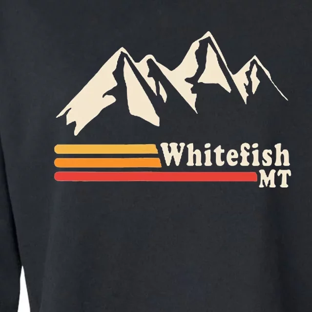 Retro Whitefish Montana Rocky Mountains Ski Cropped Pullover Crew