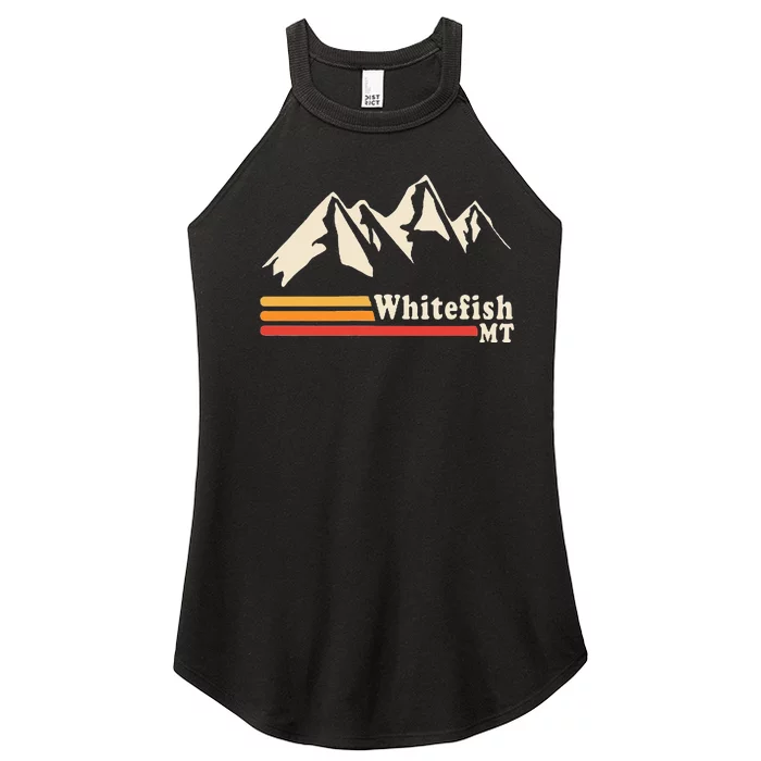 Retro Whitefish Montana Rocky Mountains Ski Women’s Perfect Tri Rocker Tank